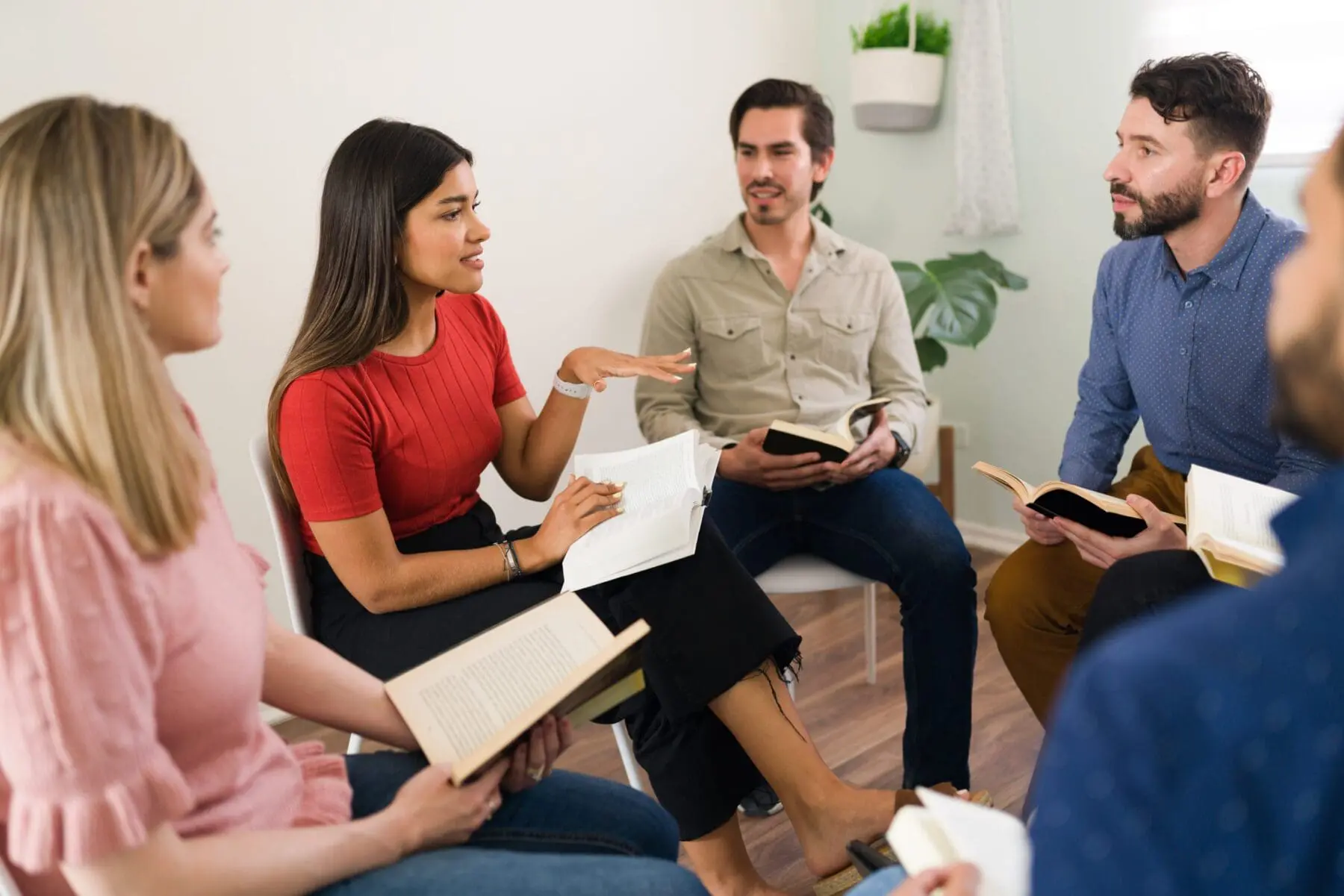 A women’s ministry leader speaking to her group during a retreat at Bongiorno Christian Retreat Center in Carlisle, Pennsylvania.